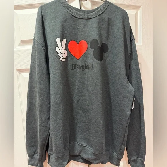 Disneyland Peace Love Mickey Graphic Crewneck Sweater XXL NWT - Picture 1 of 6